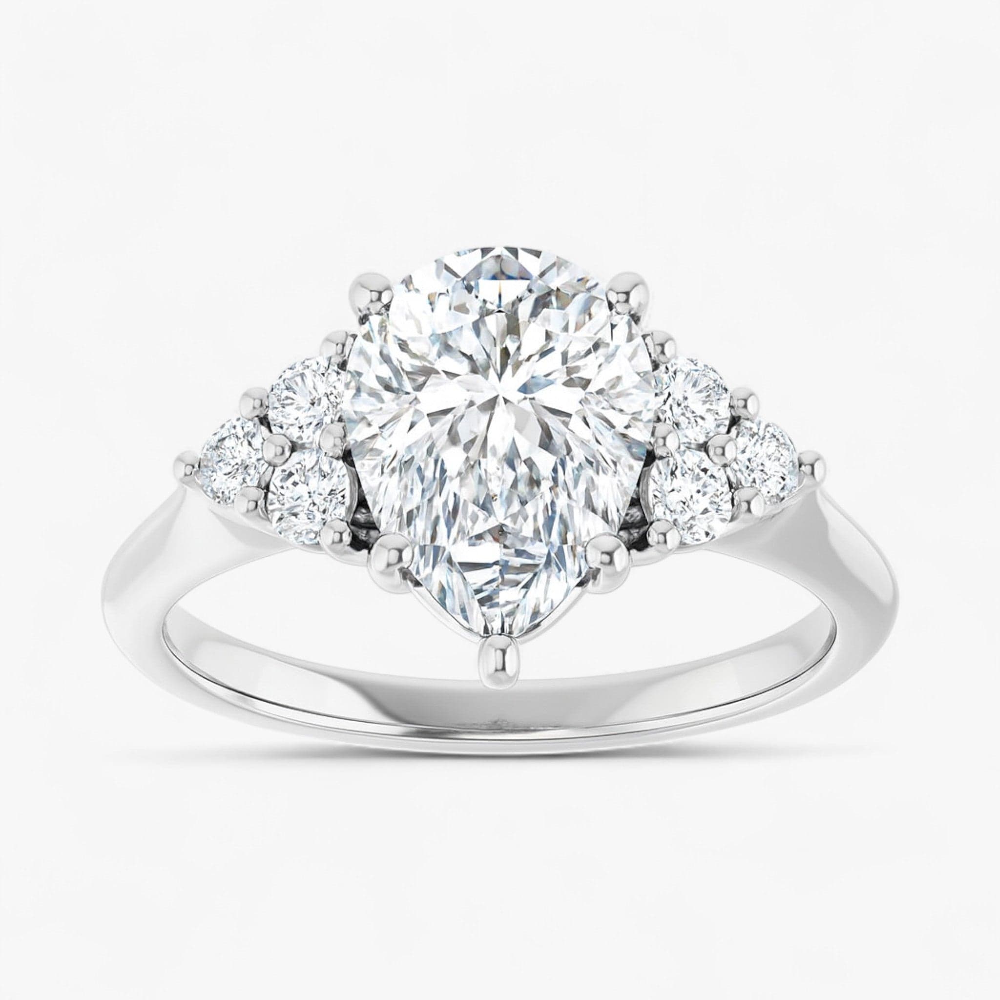 The Side Cluster Engagement Ring | Pear