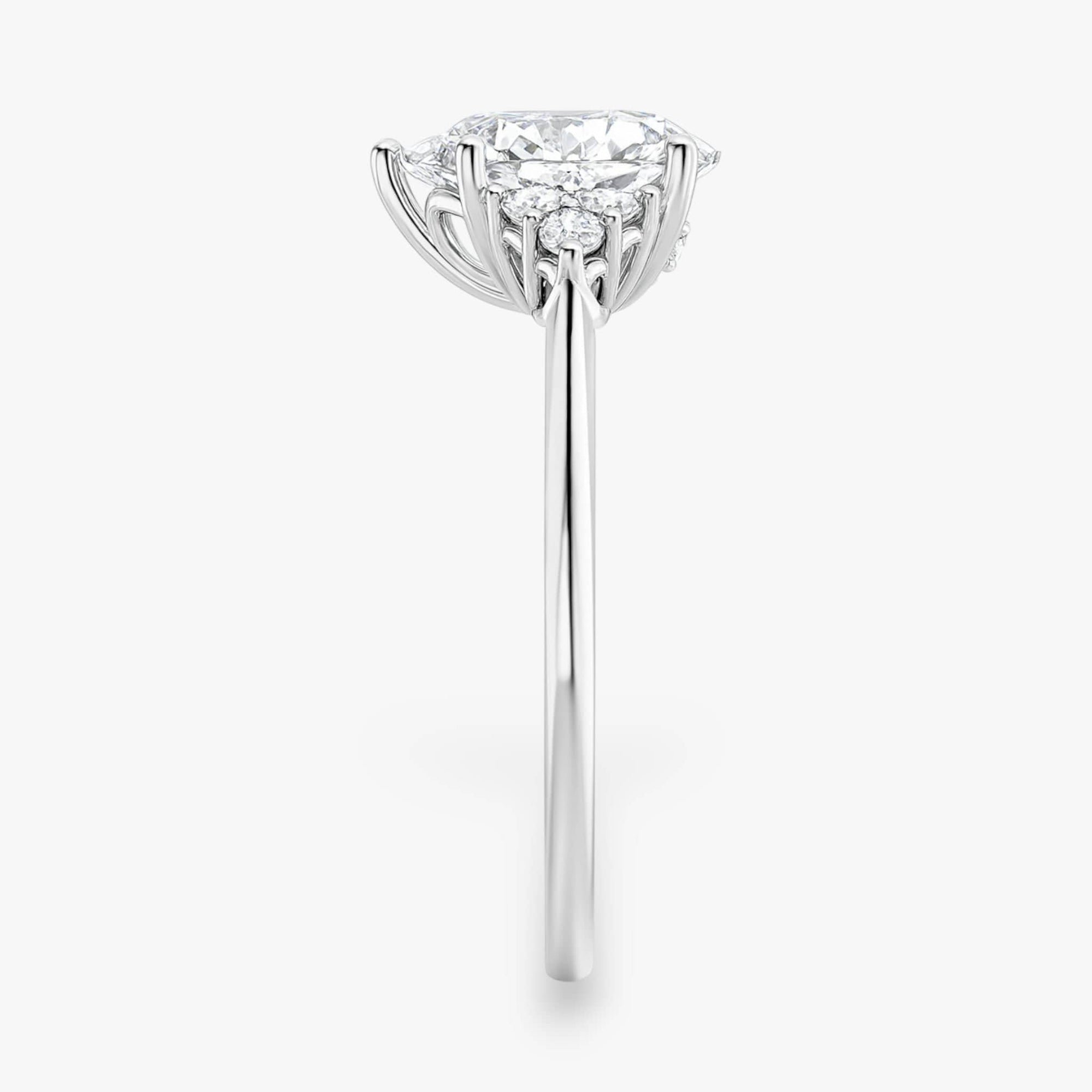 The Side Cluster Engagement Ring | Pear