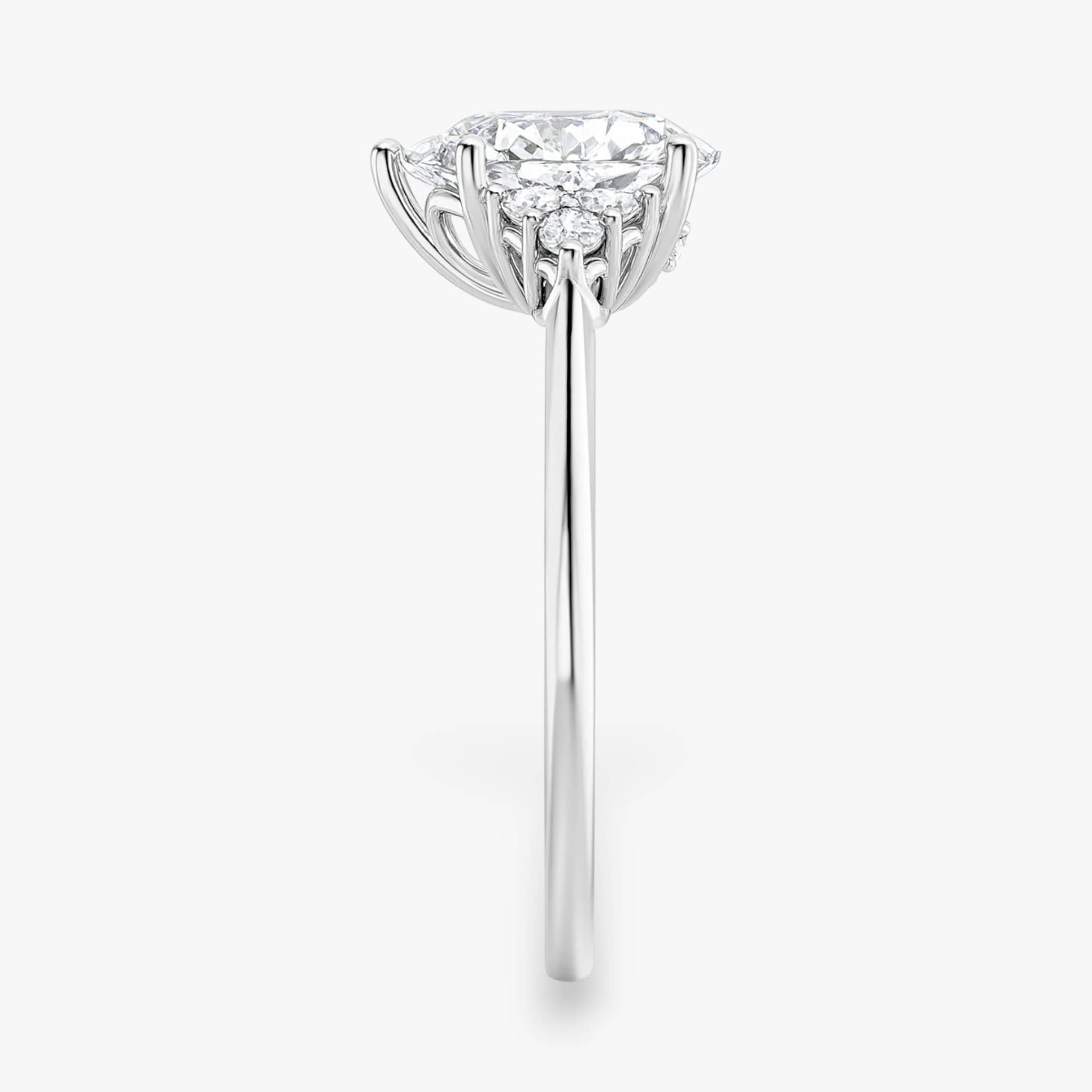 The Side Cluster Engagement Ring | Pear