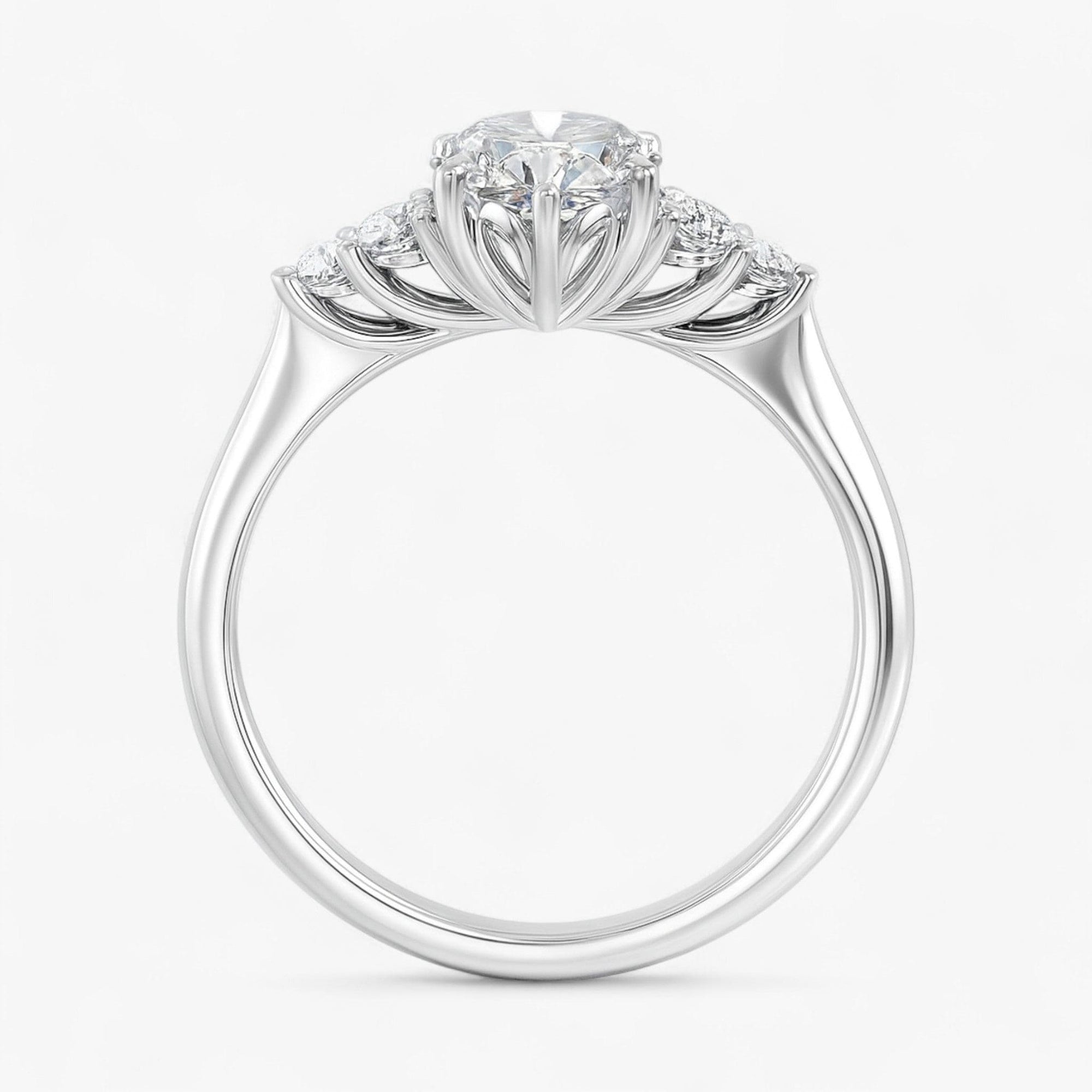 The Side Cluster Engagement Ring | Pear