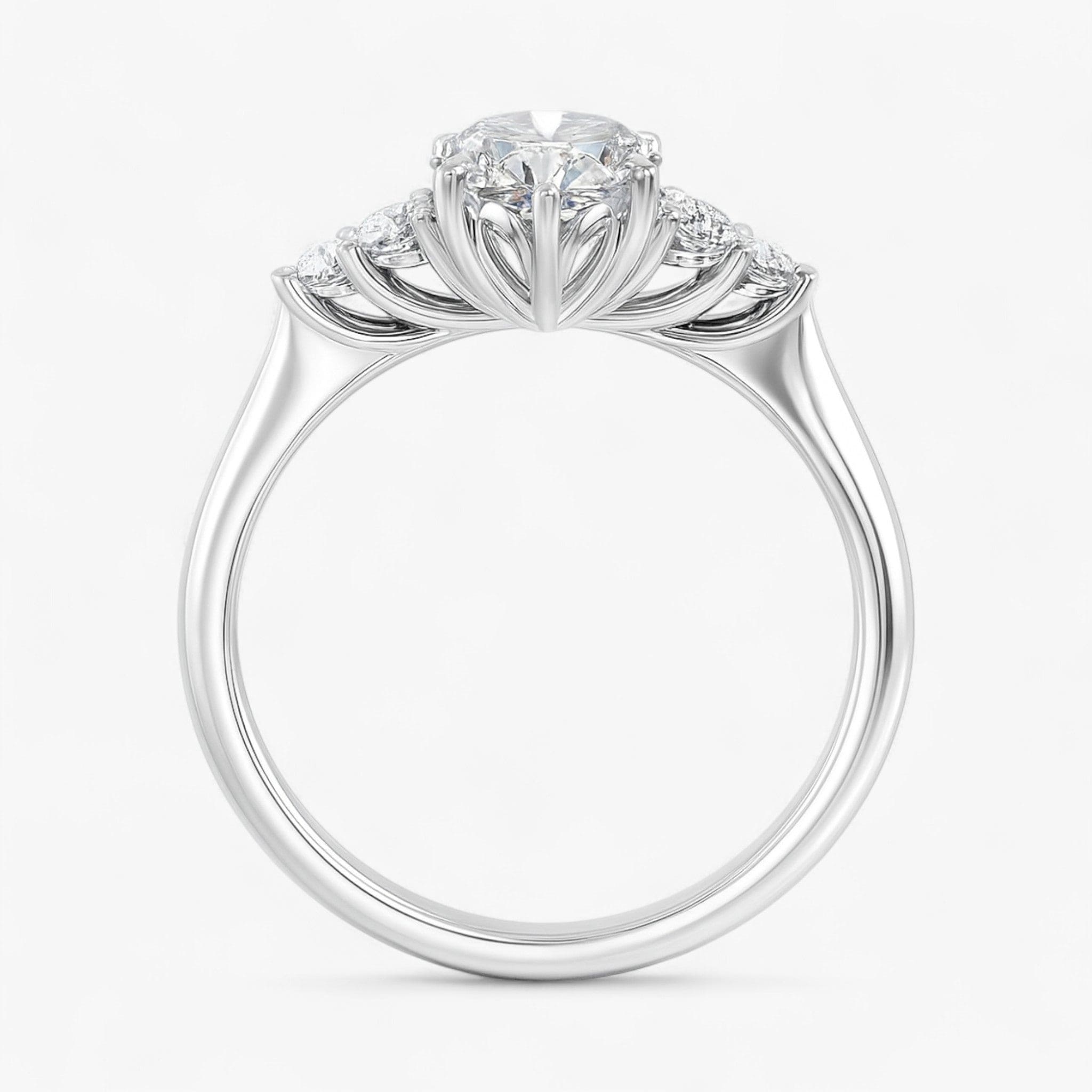 The Side Cluster Engagement Ring | Pear