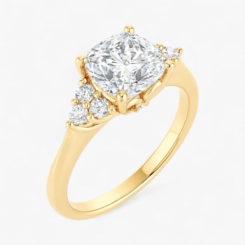 The Side Cluster Engagement Ring | Cushion