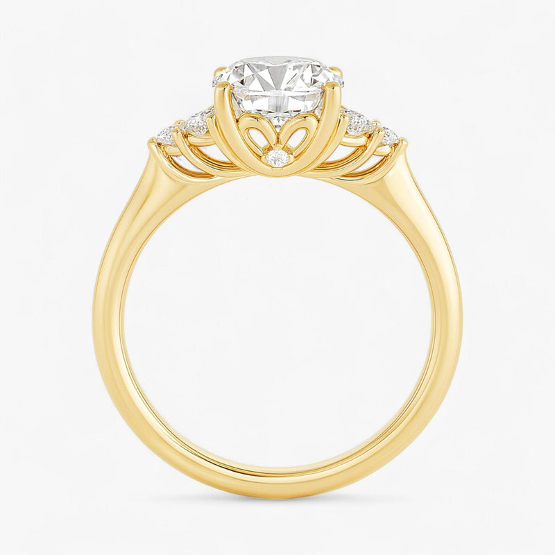 The Side Cluster Engagement Ring | Cushion