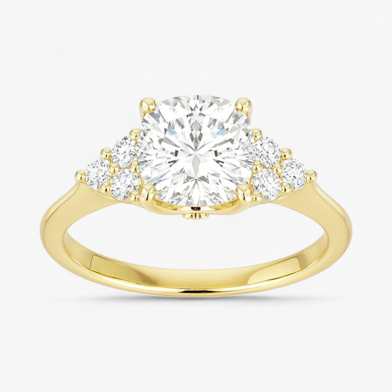 The Side Cluster Engagement Ring | Cushion