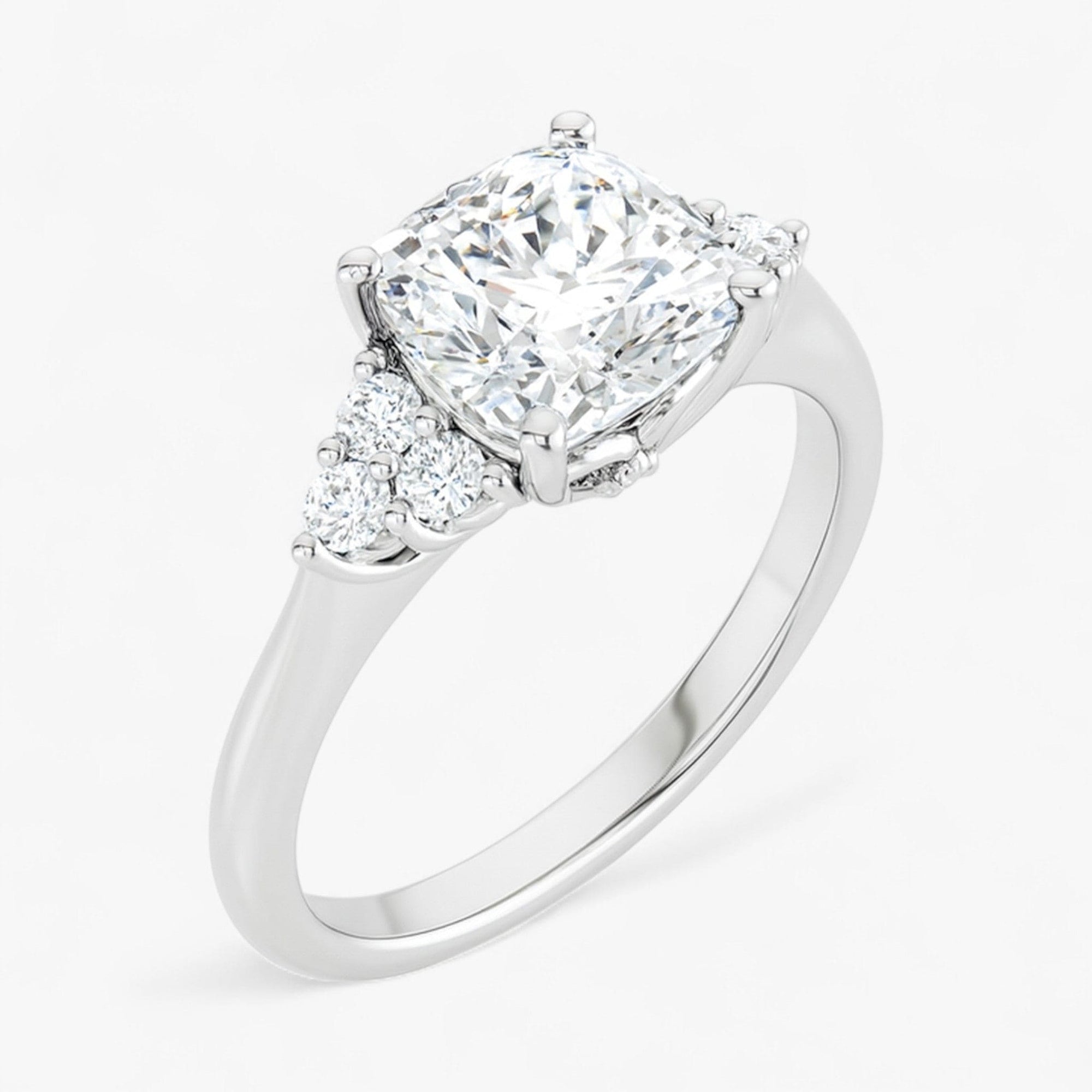 The Side Cluster Engagement Ring | Cushion
