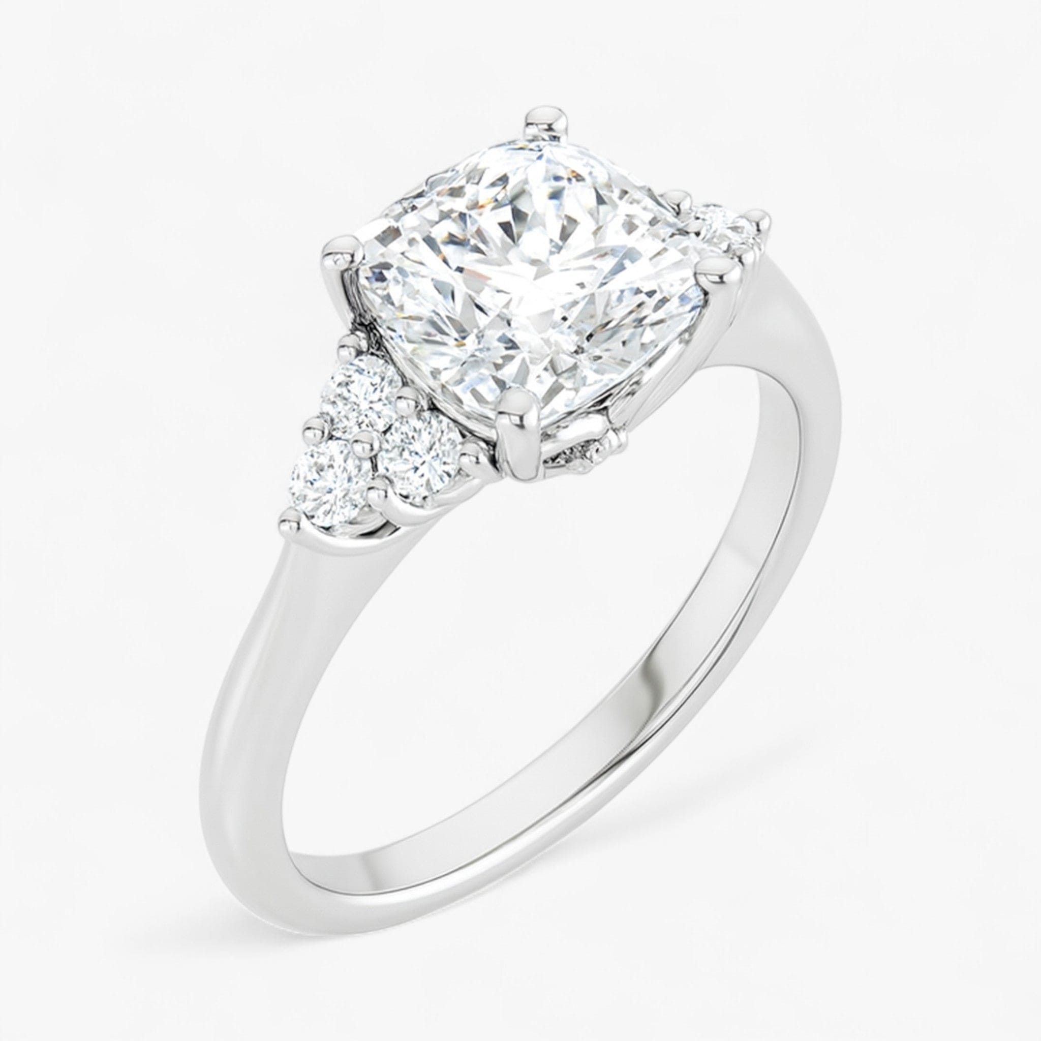 The Side Cluster Engagement Ring | Cushion