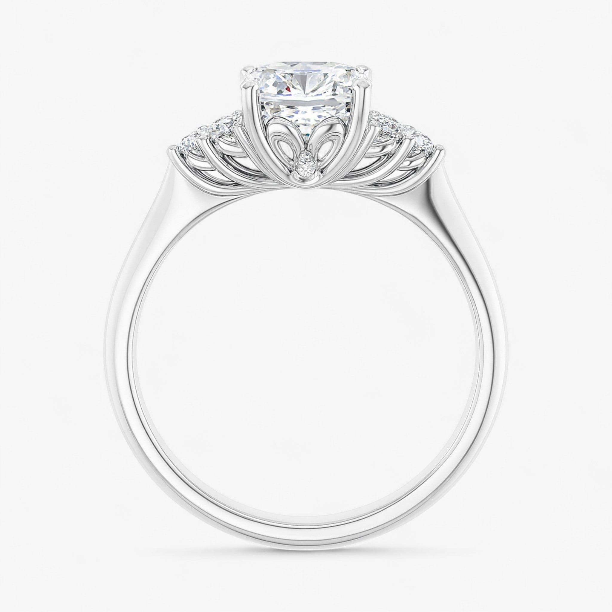 The Side Cluster Engagement Ring | Cushion