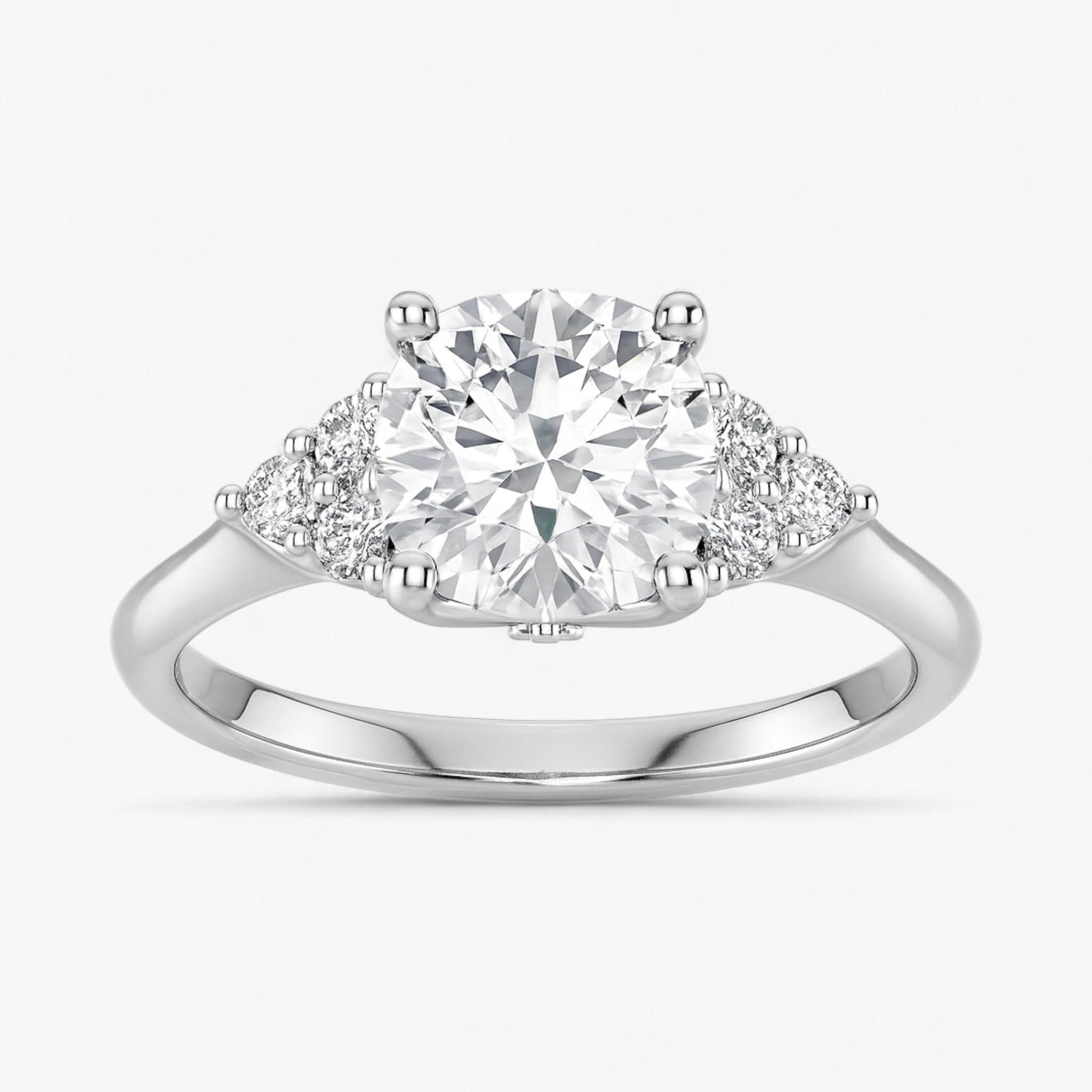 The Side Cluster Engagement Ring | Cushion