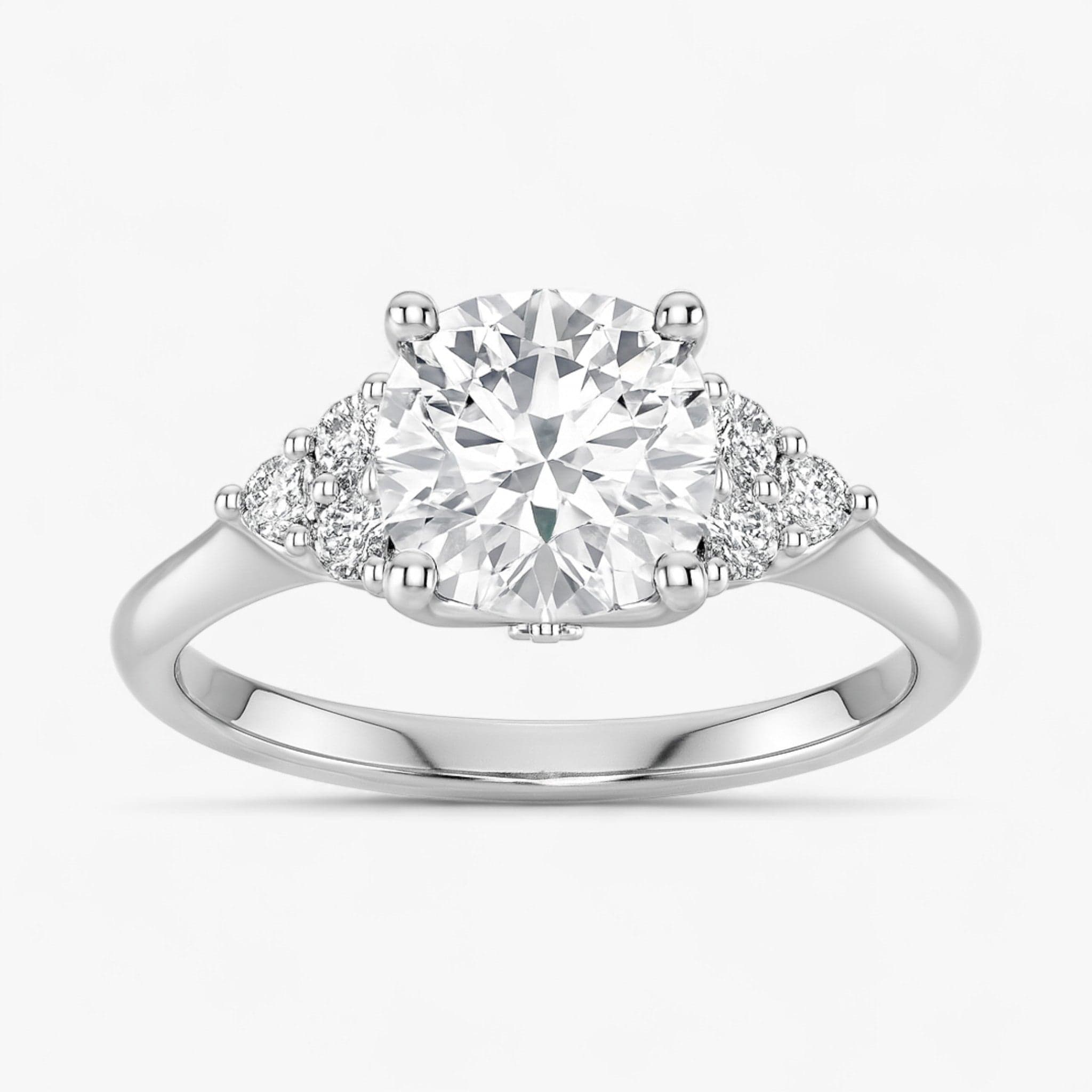 The Side Cluster Engagement Ring | Cushion