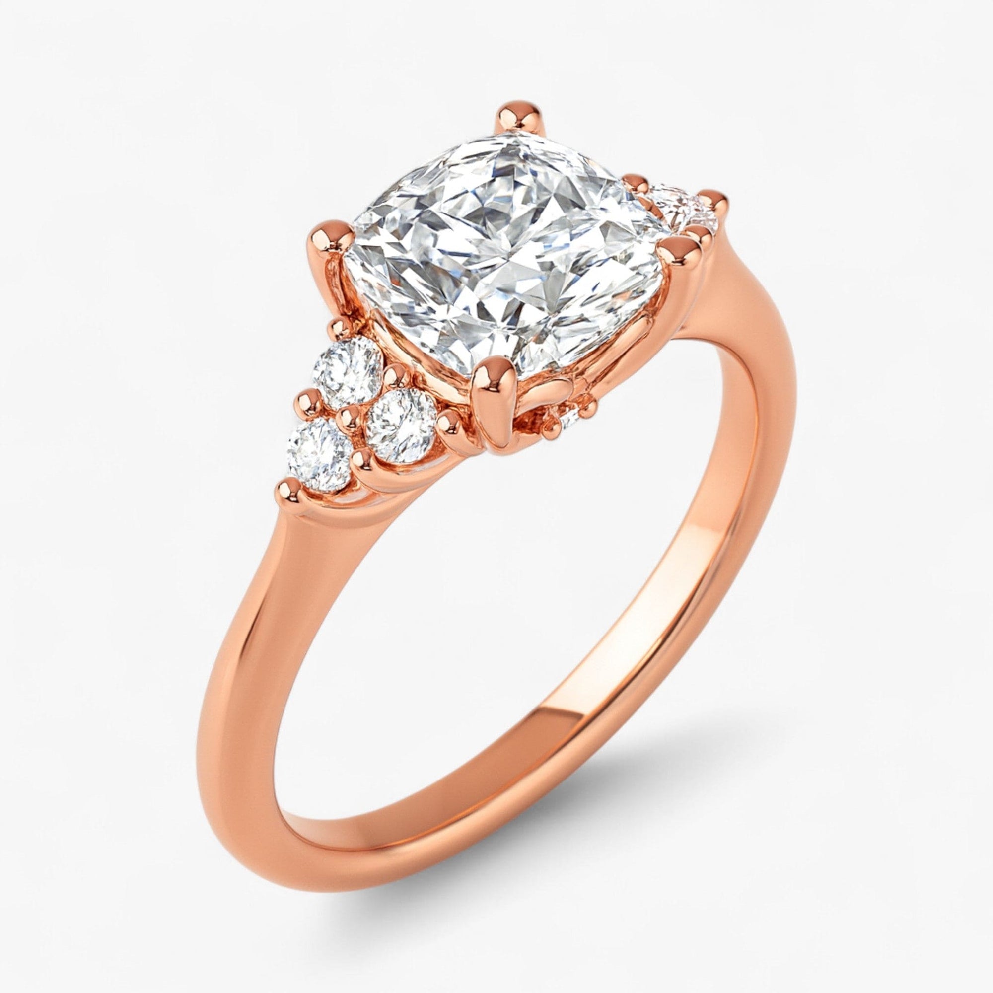 The Side Cluster Engagement Ring | Cushion
