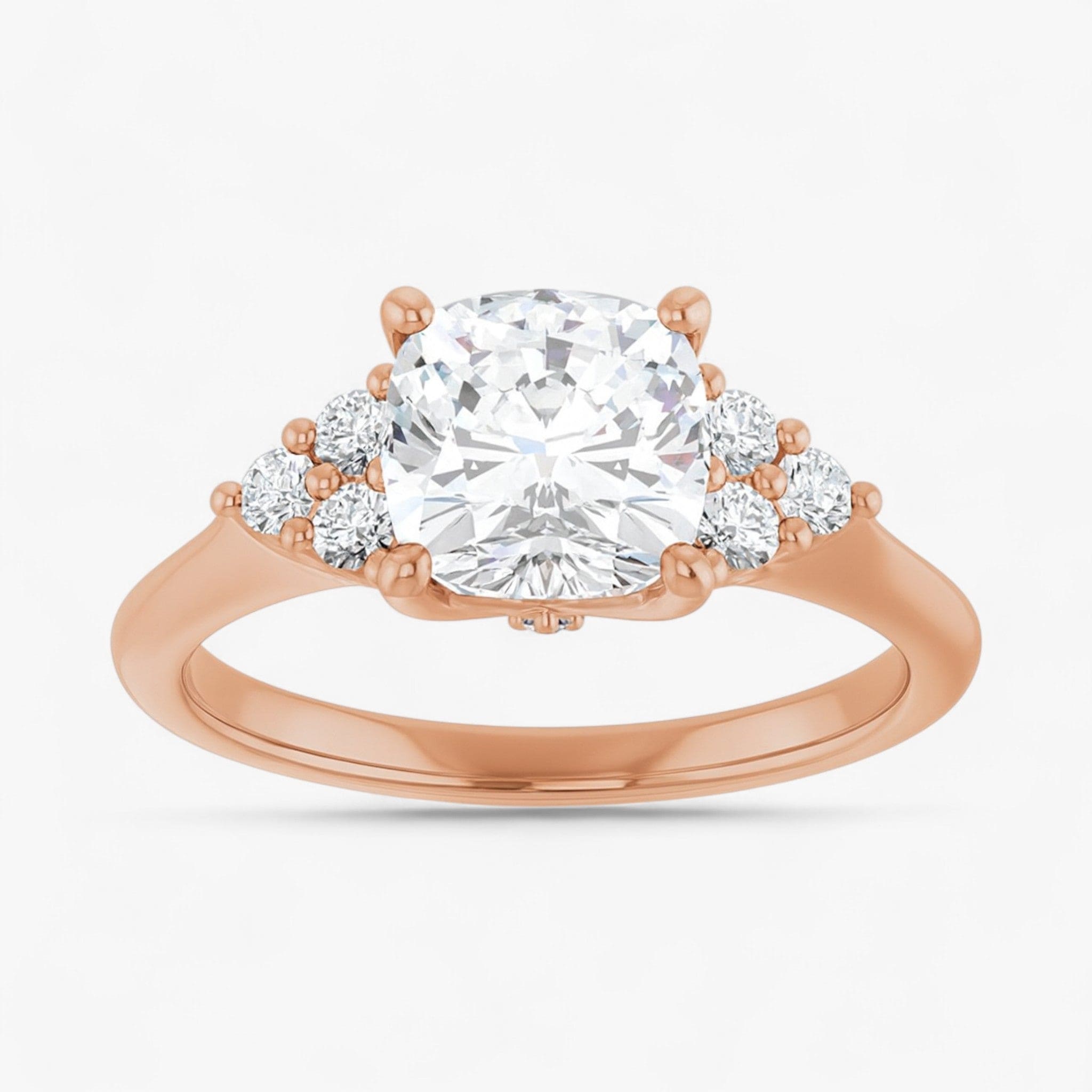 The Side Cluster Engagement Ring | Cushion