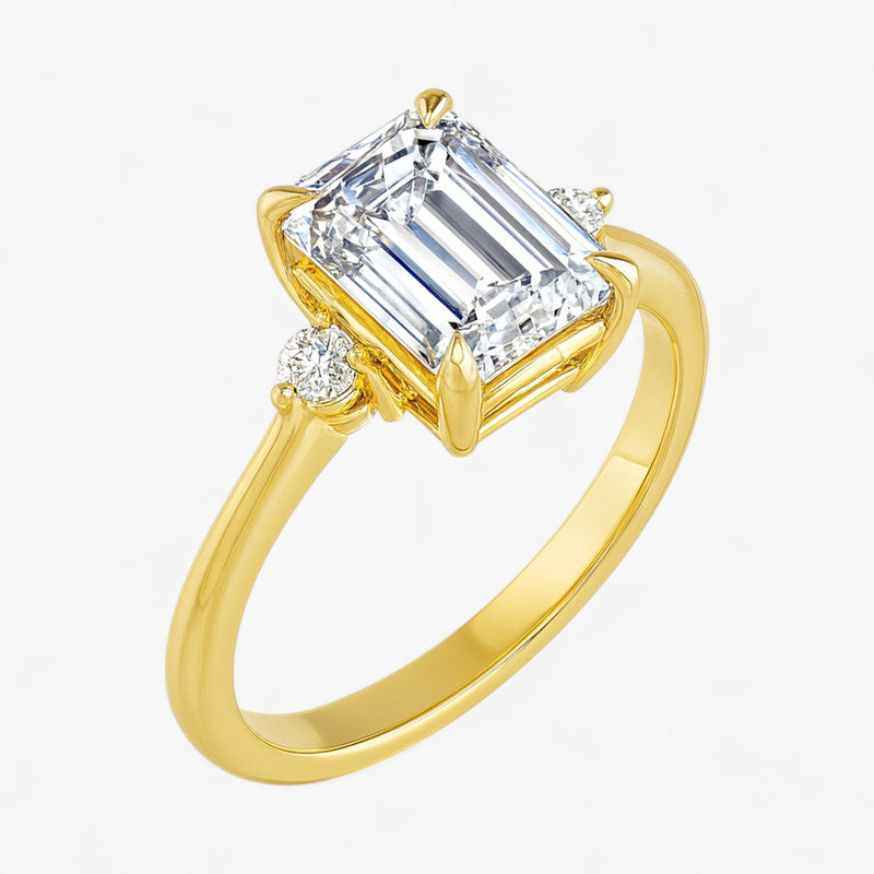 The Signature Side Stone Engagement Ring | Emerald