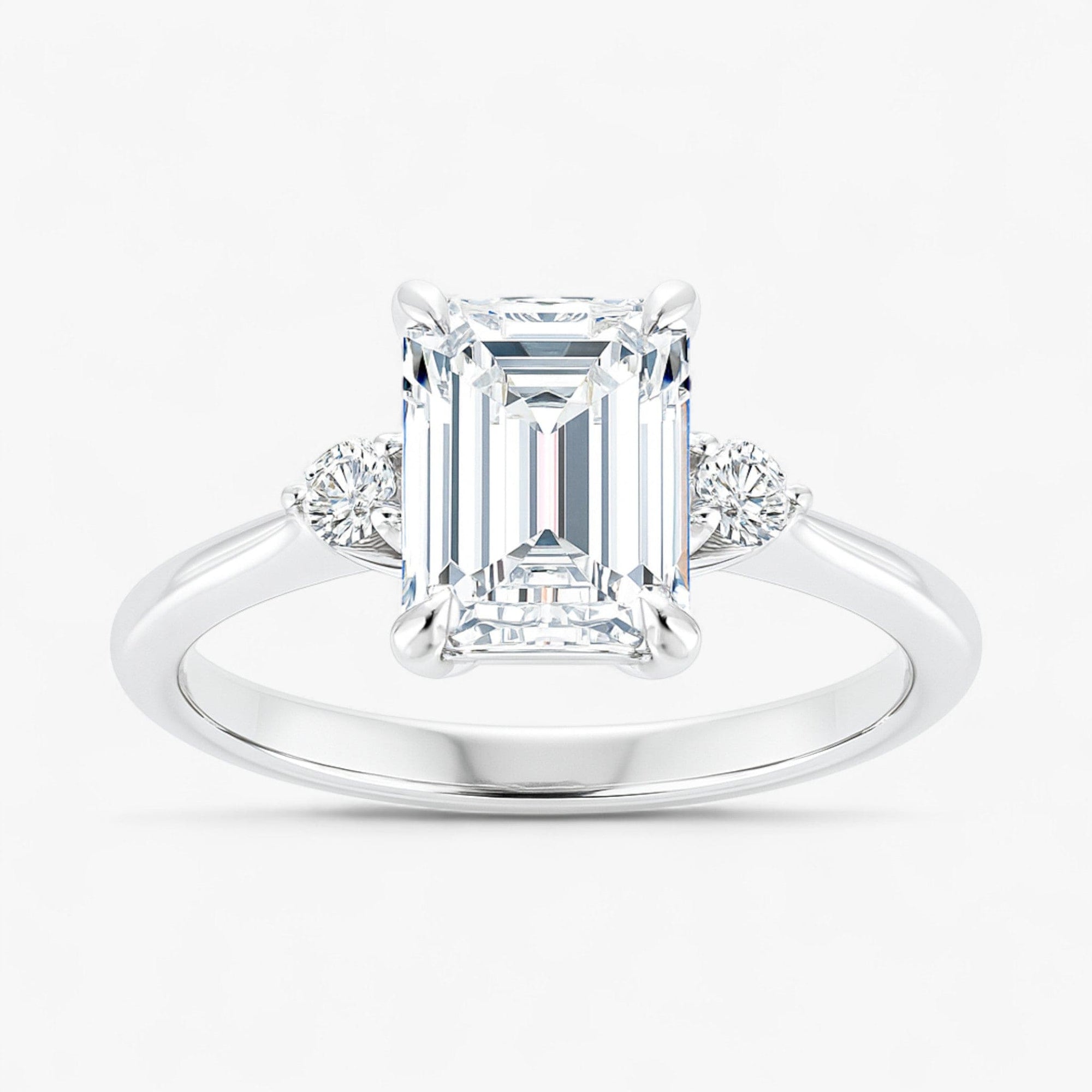 The Signature Side Stone Engagement Ring | Emerald