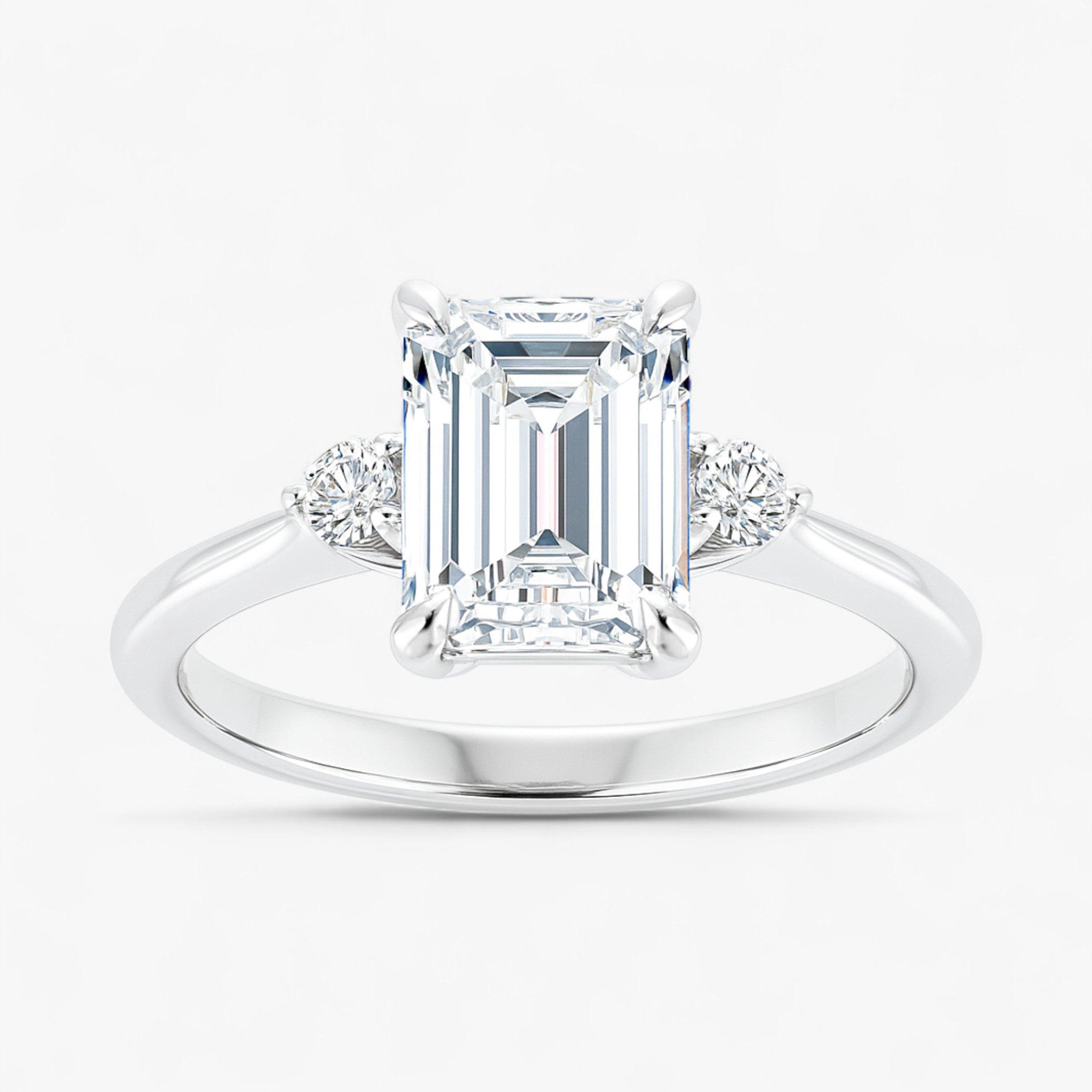 The Signature Side Stone Engagement Ring | Emerald