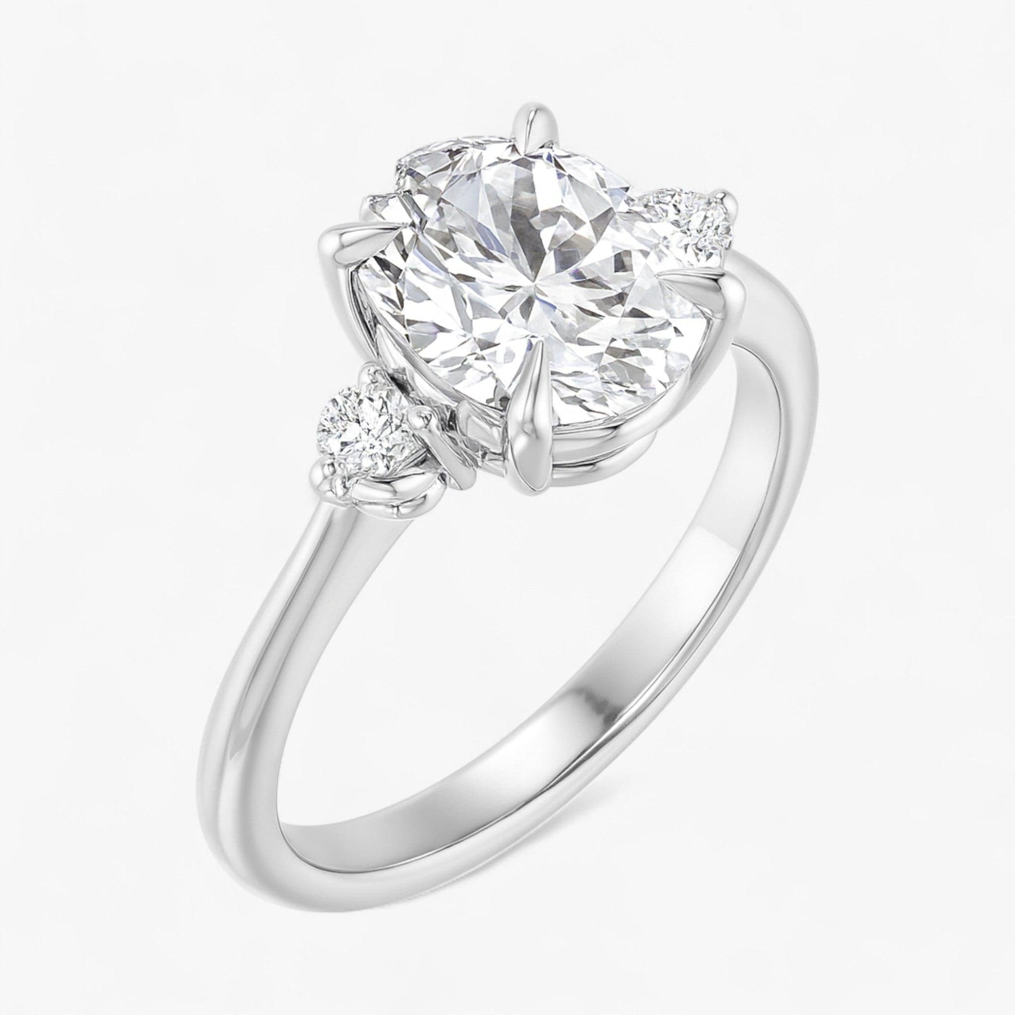 The Signature Side Stone Engagement Ring | Oval