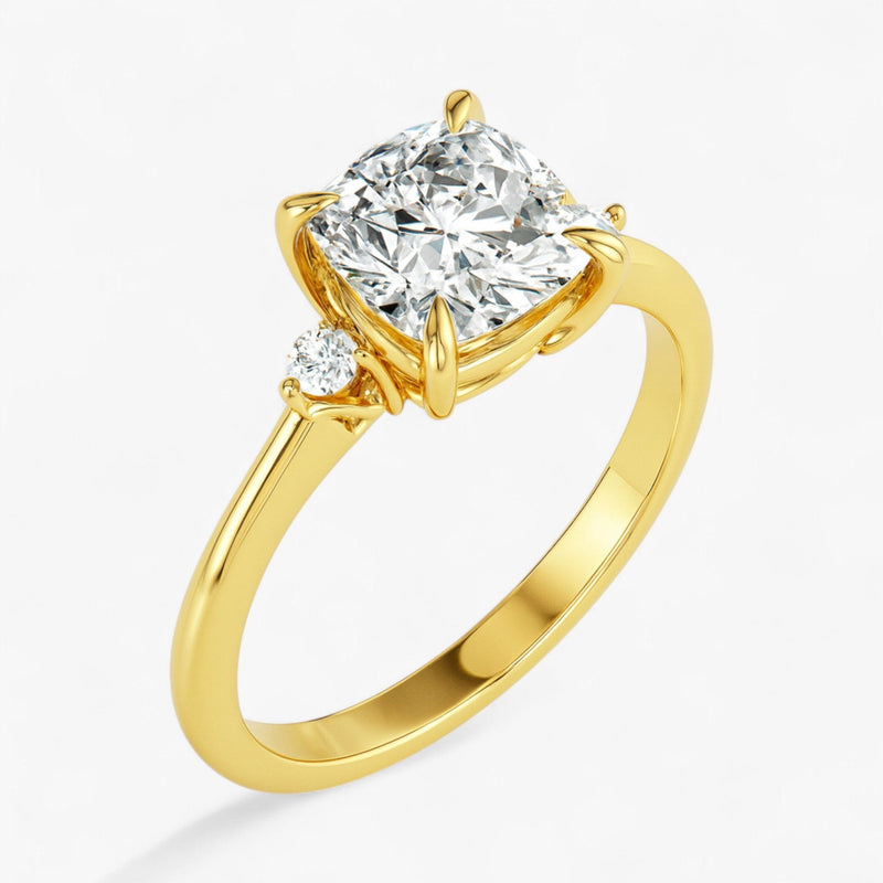 The Signature Side Stone Engagement Ring | Cushion