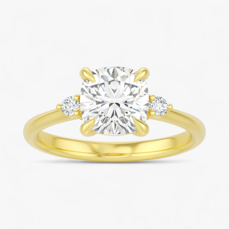 The Signature Side Stone Engagement Ring | Cushion