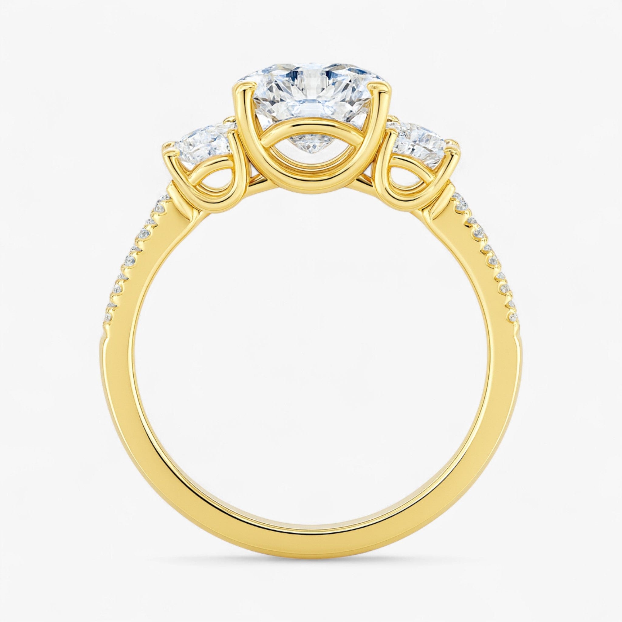 The Iconic 3-Stone Pavé Engagement Ring | Round