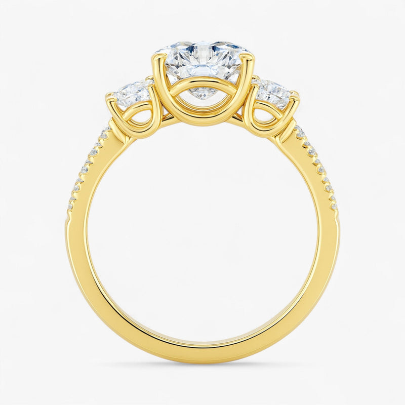The Iconic 3-Stone Pavé Engagement Ring | Round